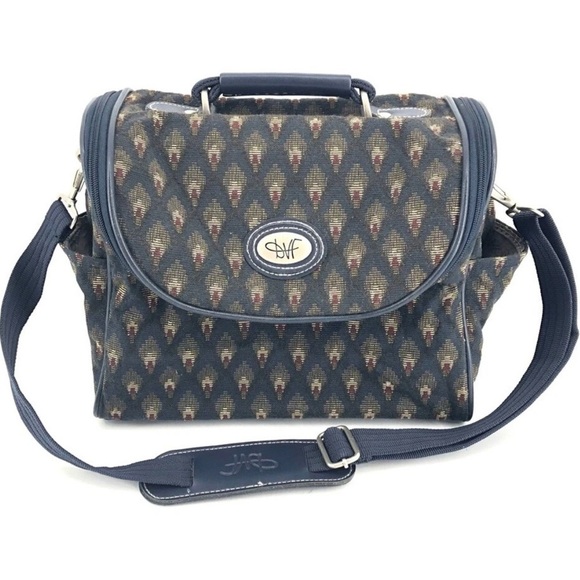 Diane Von Furstenberg Tapestry Print Overnight Travel Cosmetic Bag Vintage - Picture 1 of 10